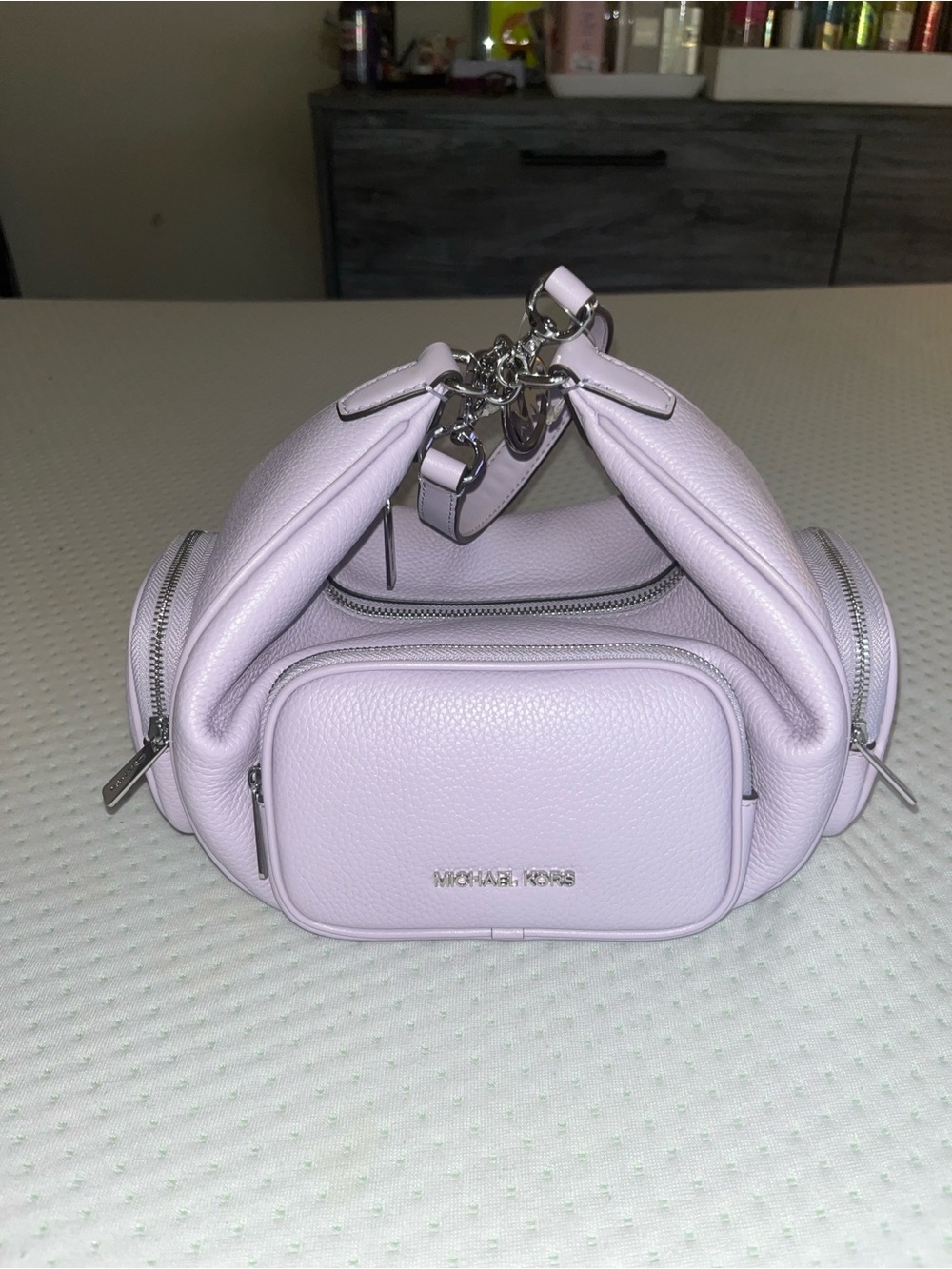 Michael Kors Lilac Pebbled Crossbody Bag with Silver Hardware - Picture 4 of 11